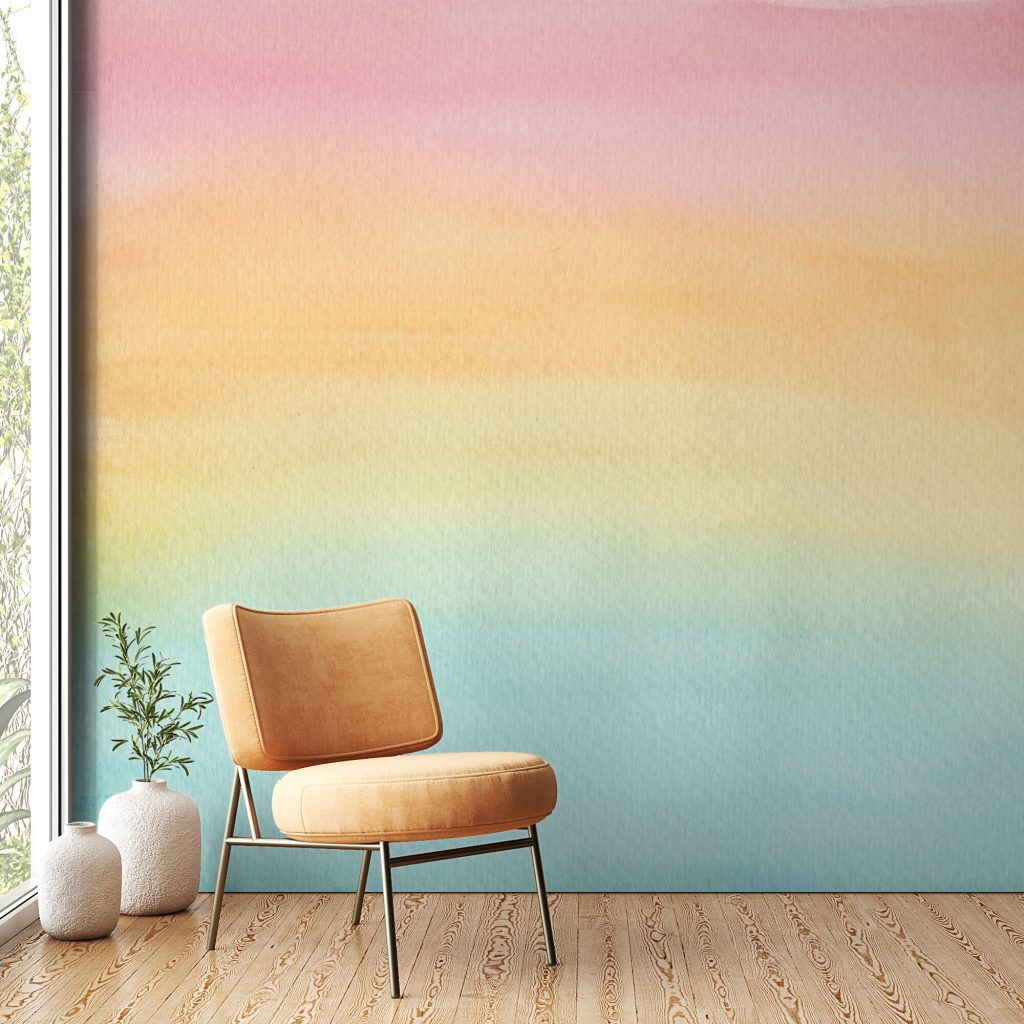 Bringing Classic Wallpaper Designs into the Modern Home 8 Pink Blue Ombre Watercolor Wall Mural